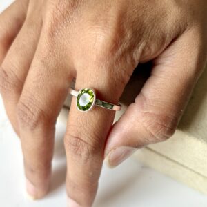 Energised Natural Peridot Ring | 92.5 Silver - Adjustable Ring