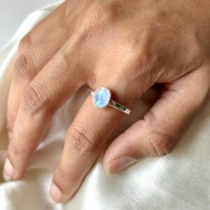 Energised Natural Moonstone Ring | 92.5 Silver - Adjustable Ring