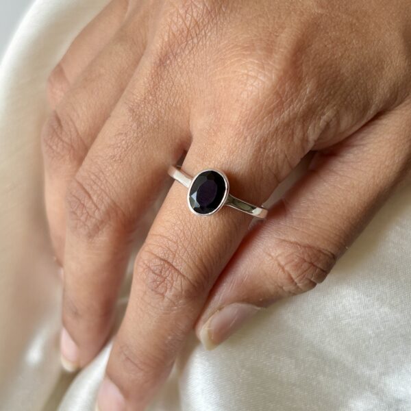 Energised Natural  Black Onyx Ring | 92.5 Silver - Adjustable Ring