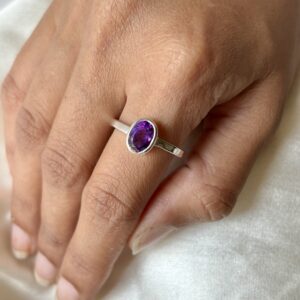 Energised Natural  Amethyst Ring | 92.5 Silver - Adjustable Ring