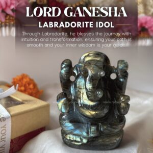 Natural Labradorite Ganeshji (264grams, 3inches)  | 100% Natural & Certified