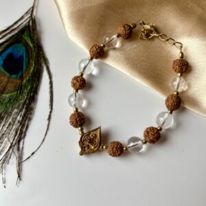 Reiki Energized Vel 5 Mukhi Rudraksh & Clear Quartz bracelet with Certificate |💎100% Authentic & Natural