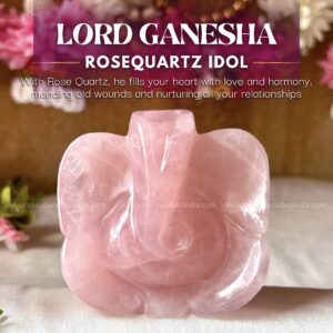 Natural Rose-quartz Ganeshji | 100% Authentic & Natural- Size Approx 3inchs