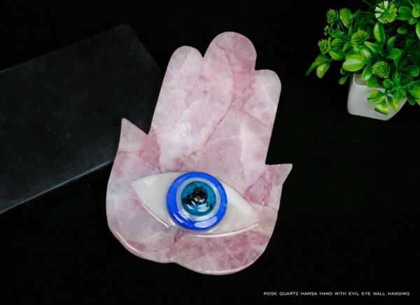 Rosequartz Hamsa Evil Eye wall Frame
