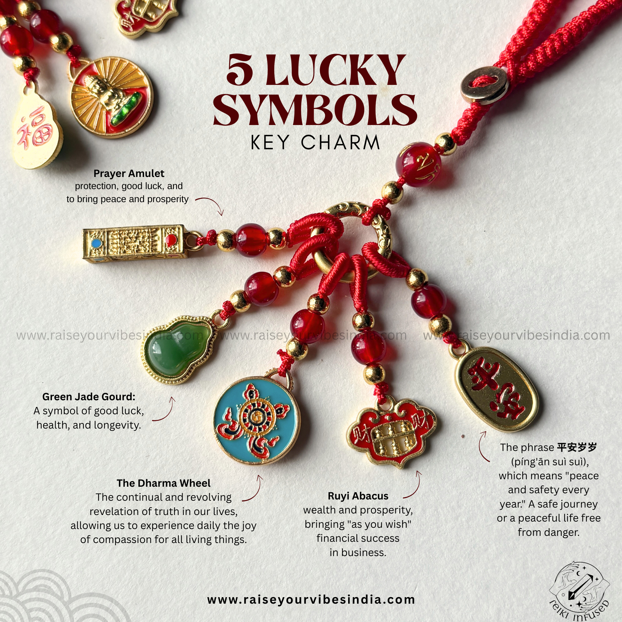 Reiki Infused 5 Lucky Symbol Charm