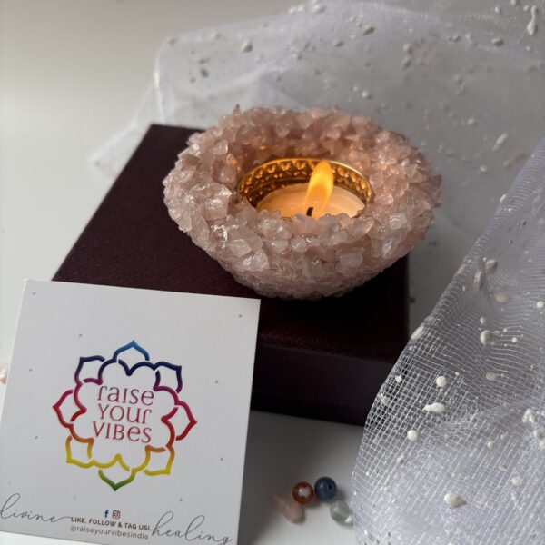 ✨Natural Rosequartz Chips Diya - Image 2