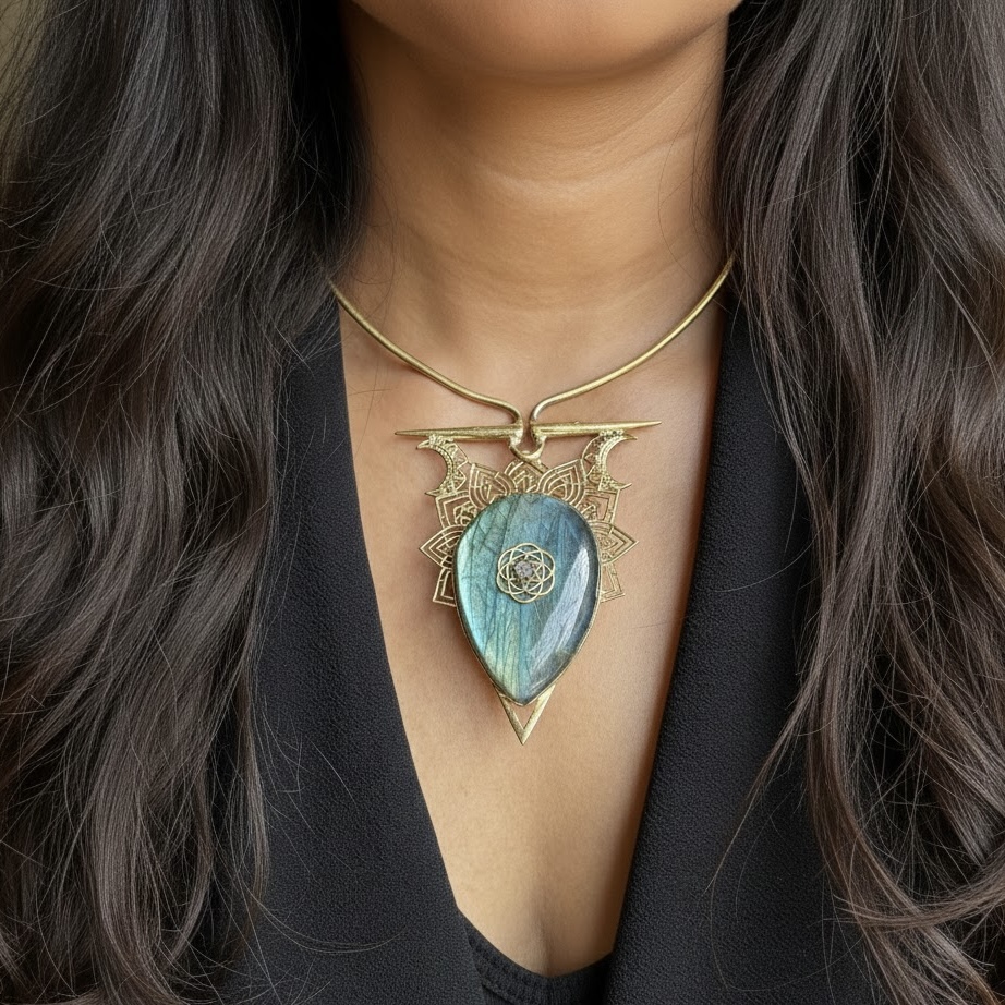 Labradorite Halo Necklace