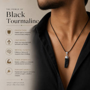 Natural Raw Black Tourmaline Pendant