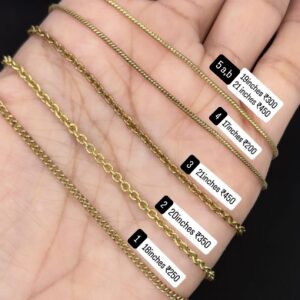 Brass Chains Anti Tarnish, Hypoallergenic & Nickel-free for comfortable, all-day wear.