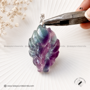 Fluorite Nine-Tailed Fox Feng Shui Pendant