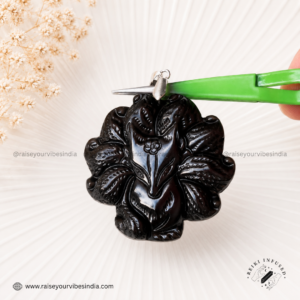 Black Obsidian Nine-Tailed Fox Pendant