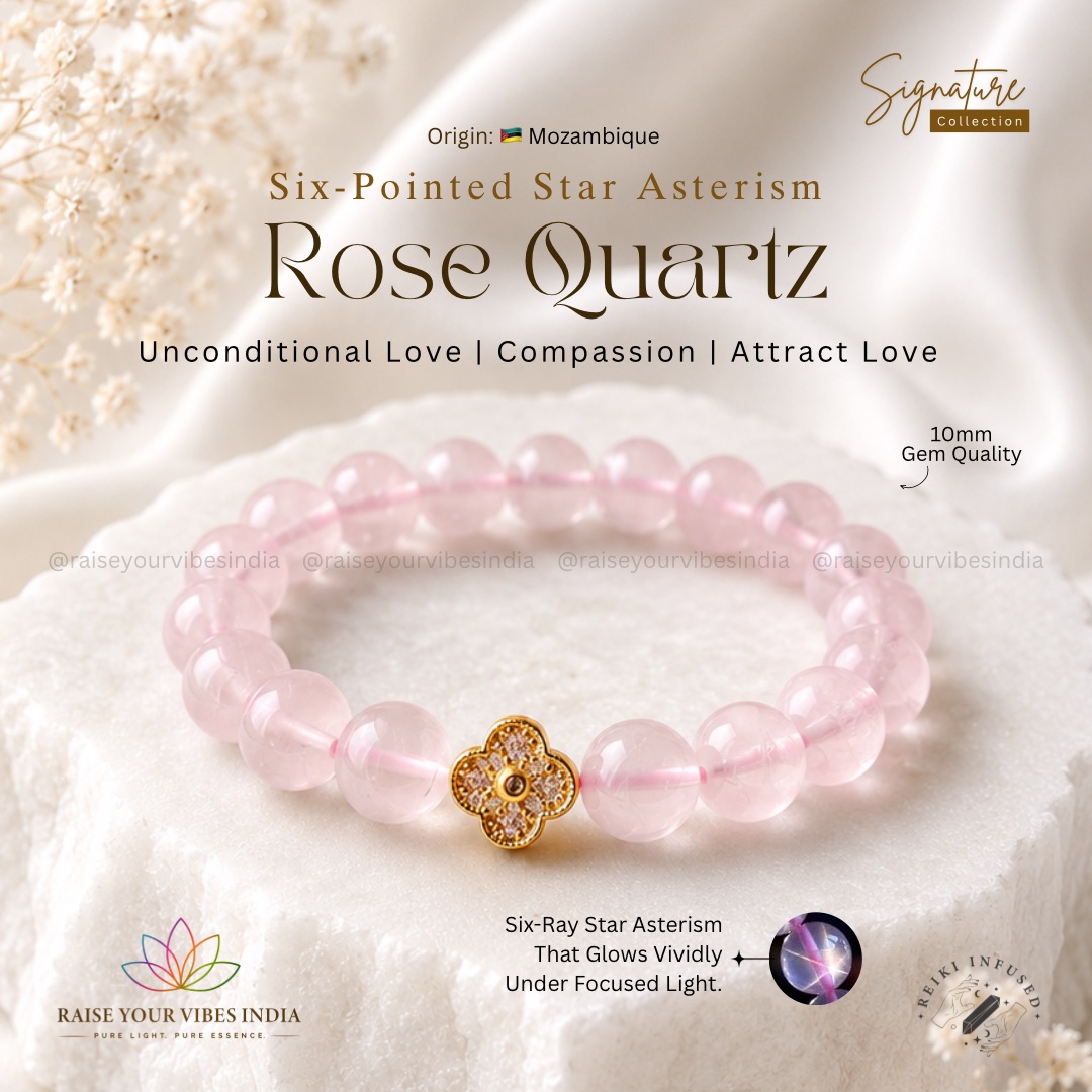 Rose Quartz Bracelet Star Quality - 10mm (Product Video ⬇️)