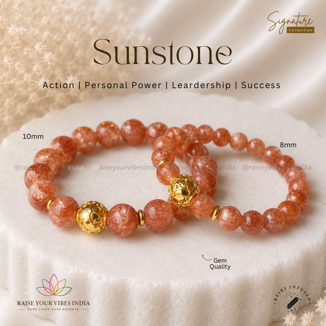 Sunstone Bracelet Gem Quality 8-10mm (Product Video ⬇️)