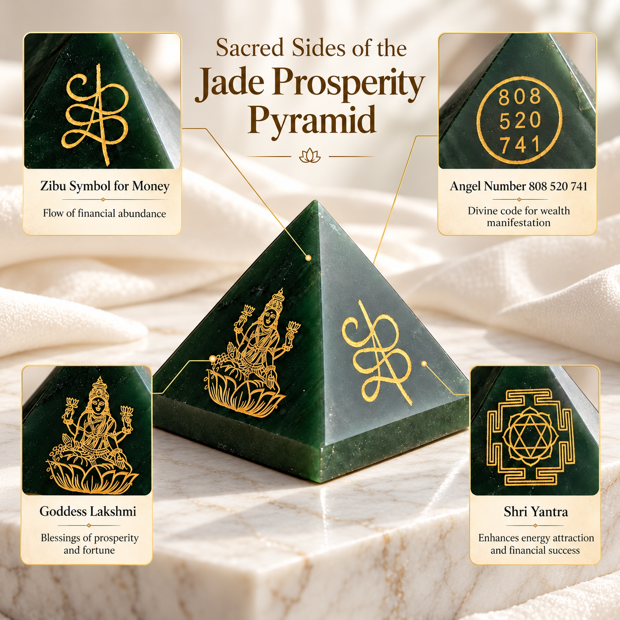 Jade Prosperity Pyramid 2in