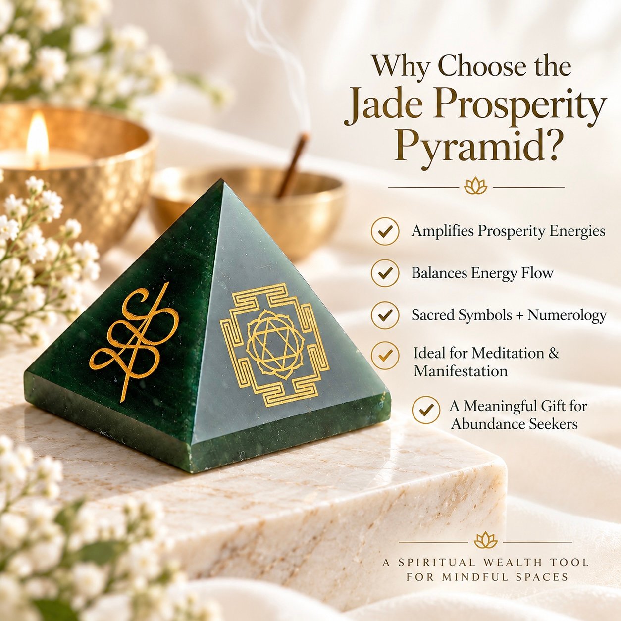 Jade Prosperity Pyramid 2in - Image 2